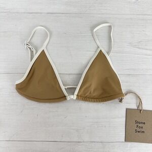 Stone Fox Swim Nomi Bikini Top Triangle Tannin Nude Retro Beach Size Small NWT